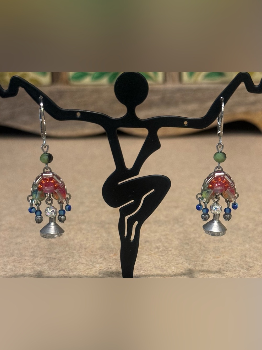 Ayala Bar Beaded Crystal Dangle Lever Back Earrings EC